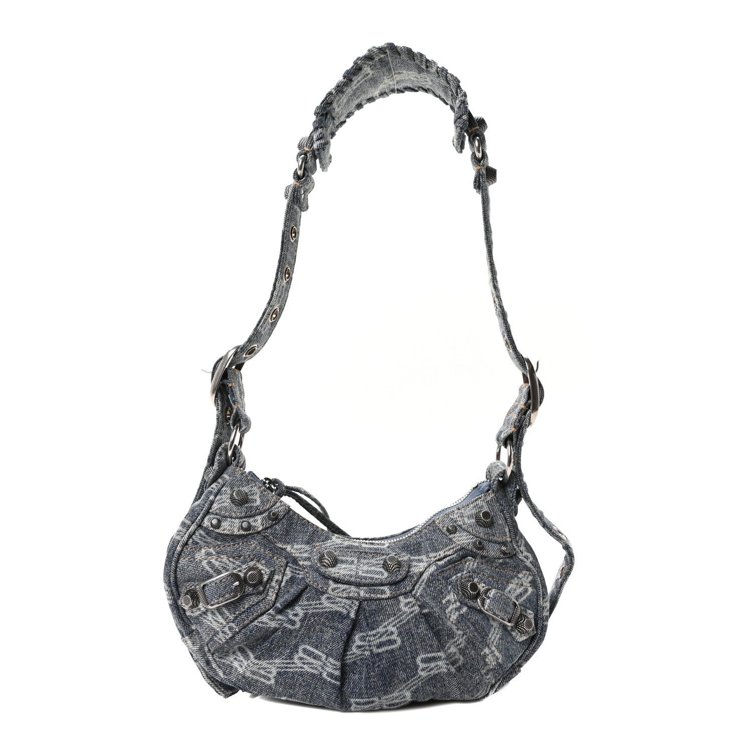 Balenciaga Bleached Denim BB Monogram Le Cagole Shoulder Bag XS Blue 1 of 11