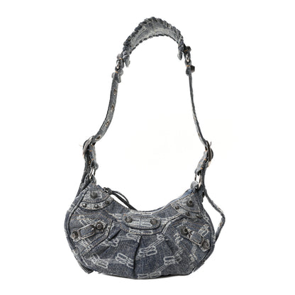 Balenciaga Bleached Denim BB Monogram Le Cagole Shoulder Bag XS Blue 1 of 11