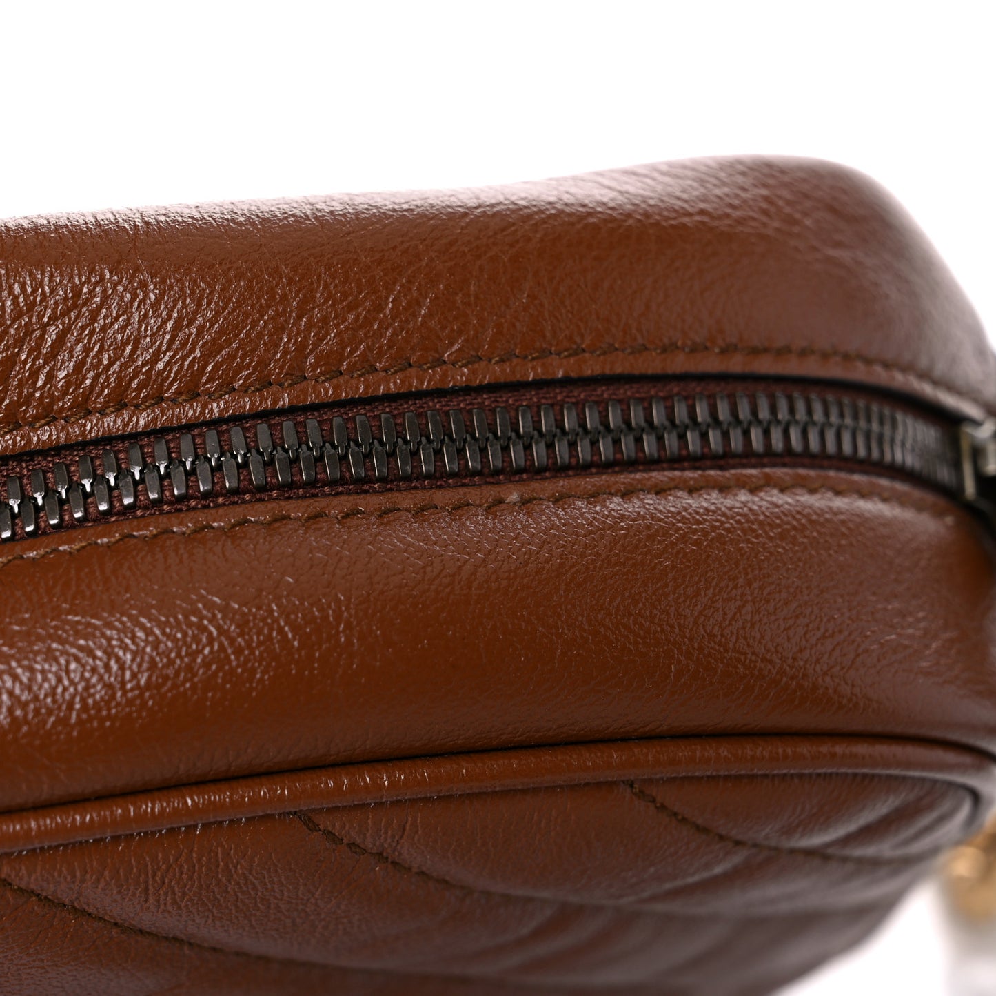 Glazed Calfskin Matelasse Diagonal Small GG Marmont Chain Shoulder Bag Cuir