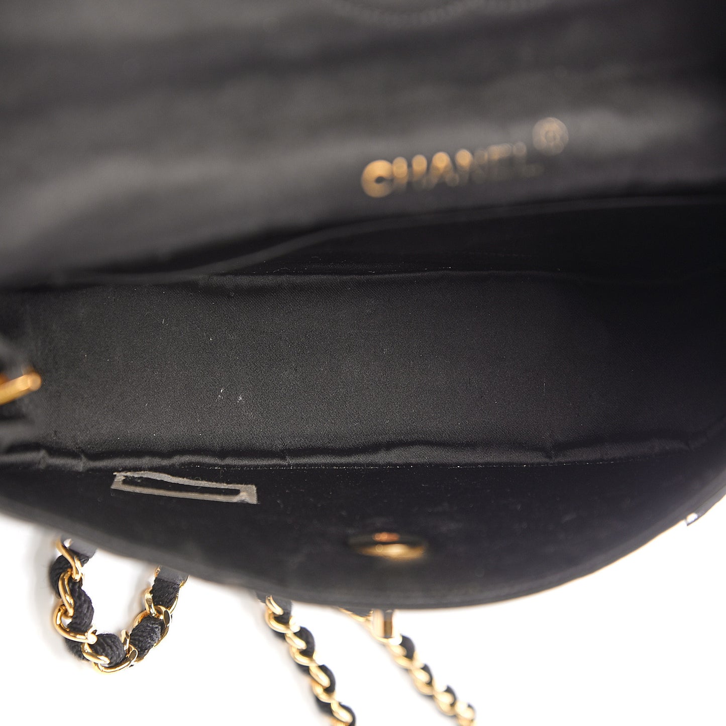 Satin Quilted Flap Shoulder Bag Black