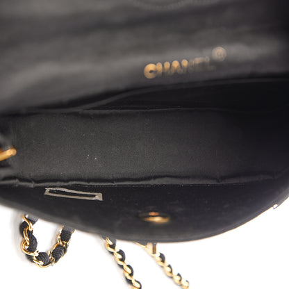 Chanel Satin Quilted Flap Shoulder Bag Black 4 of 11