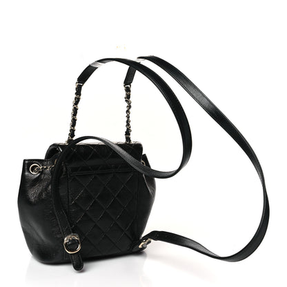 Chanel Glazed Aged Calfskin Quilted Small Duma Drawstring Backpack Black 3 of 9