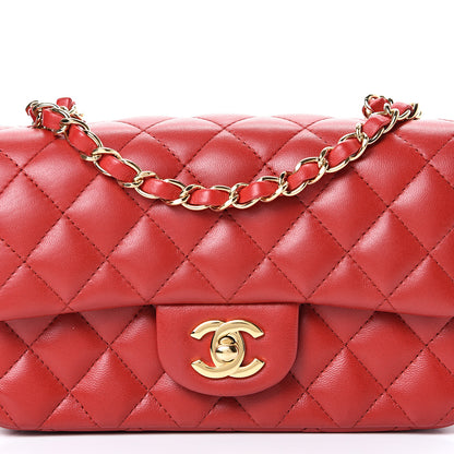 Chanel Lambskin Quilted Mini Rectangular Flap Red 7 of 15
