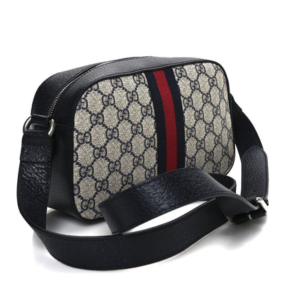 Gucci GG Supreme Monogram Textured Dollar Calfskin Web Small Ophidia Camera Bag Beige Blue 3 of 10