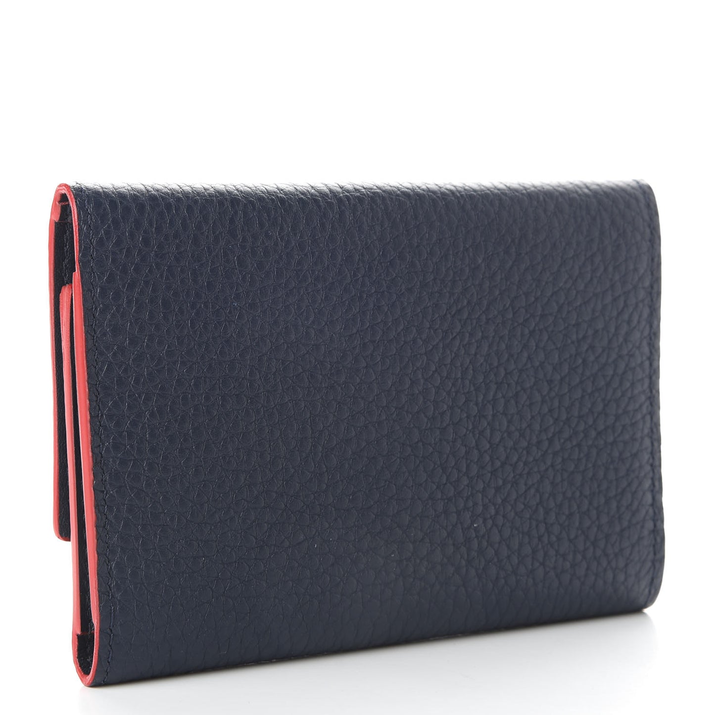 Taurillon Capucines Compact Wallet Marine Rouge
