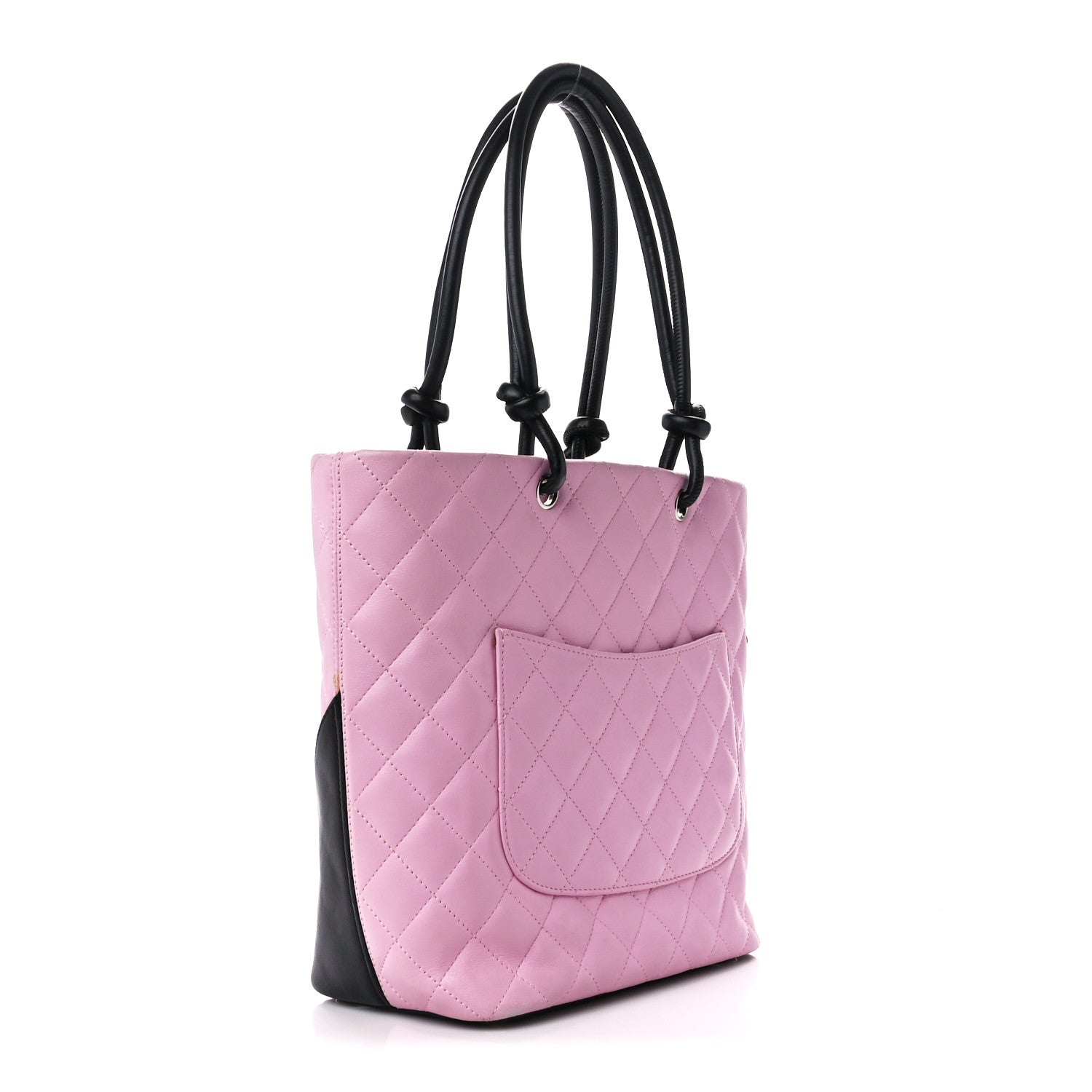 Chanel Calfskin Quilted Medium Cambon Tote Pink Black 3 of 12