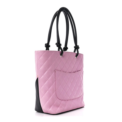 Chanel Calfskin Quilted Medium Cambon Tote Pink Black 3 of 12