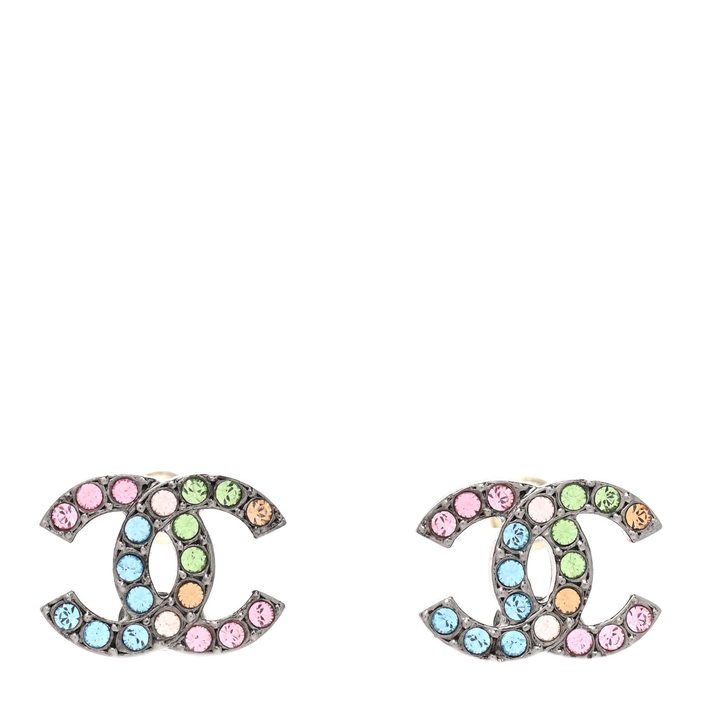 Ruthenium Crystal CC Earrings Multicolor