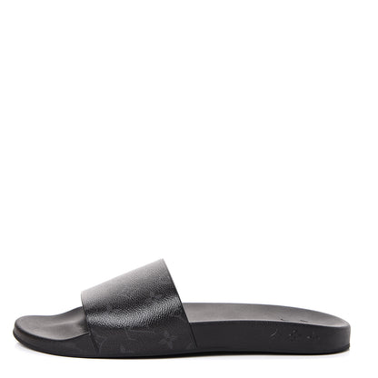Louis Vuitton Rubber Monogram Eclipse Mens Waterfront Mules 12 Black 1 of 9