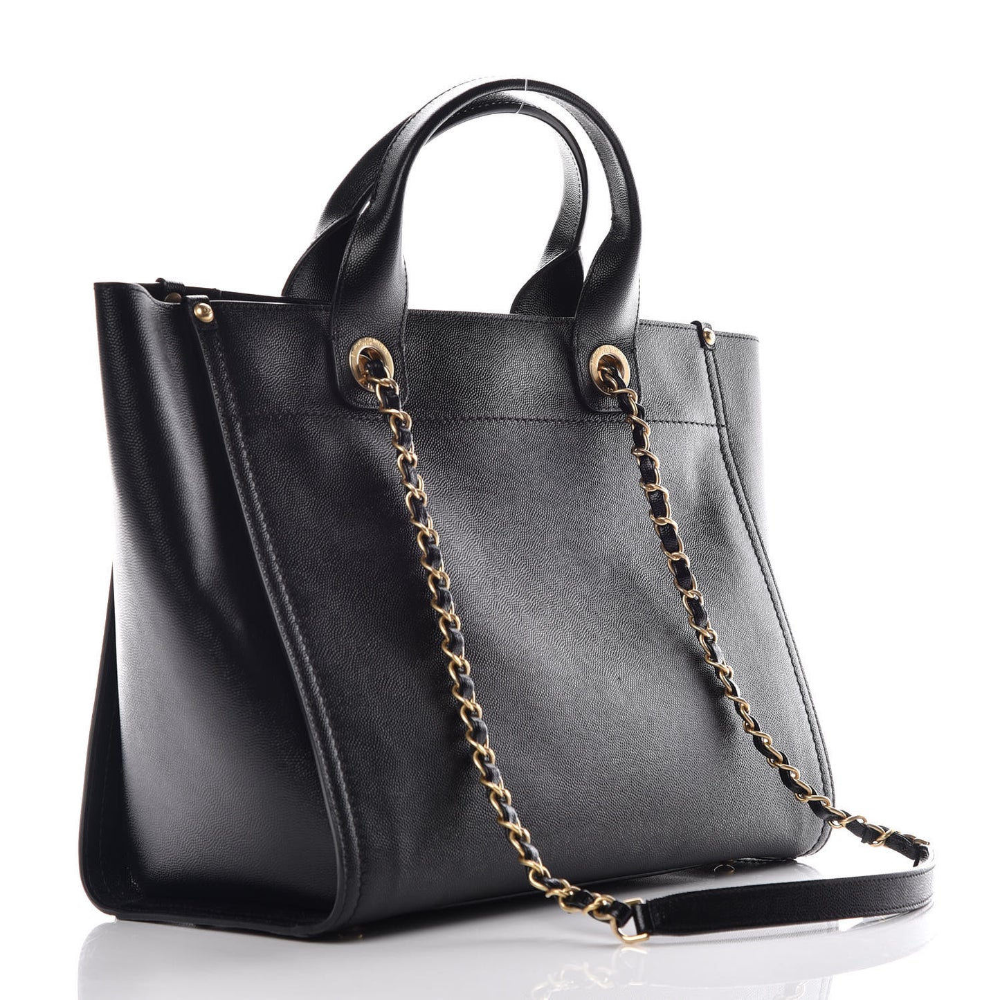 Caviar Small Studded Deauville Tote Black