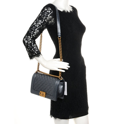 Chanel Pearl Calfskin Medium Boy Flap Dark Grey 2 of 9