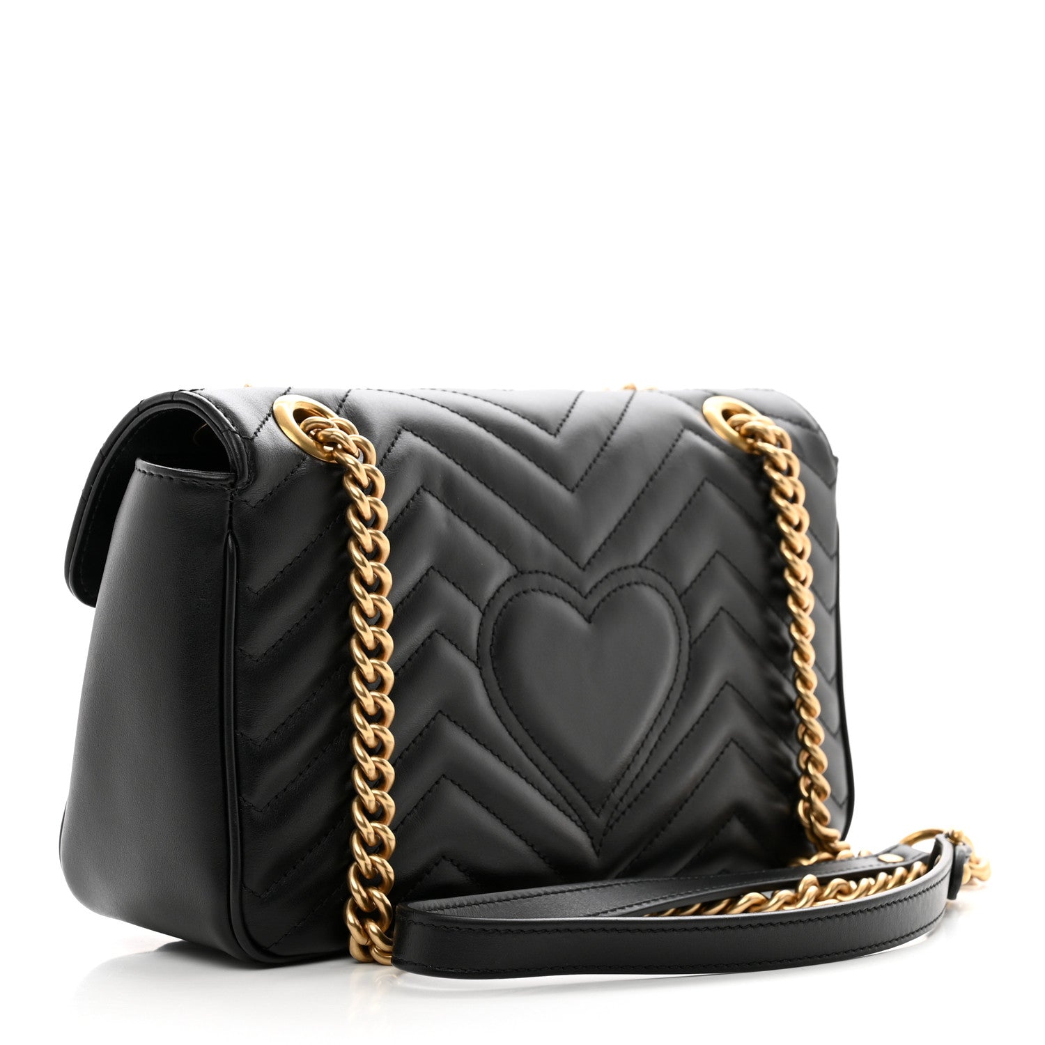 Gucci Calfskin Matelasse Small GG Marmont Shoulder Bag Black 3 of 10
