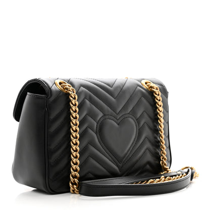 Gucci Calfskin Matelasse Small GG Marmont Shoulder Bag Black 3 of 10