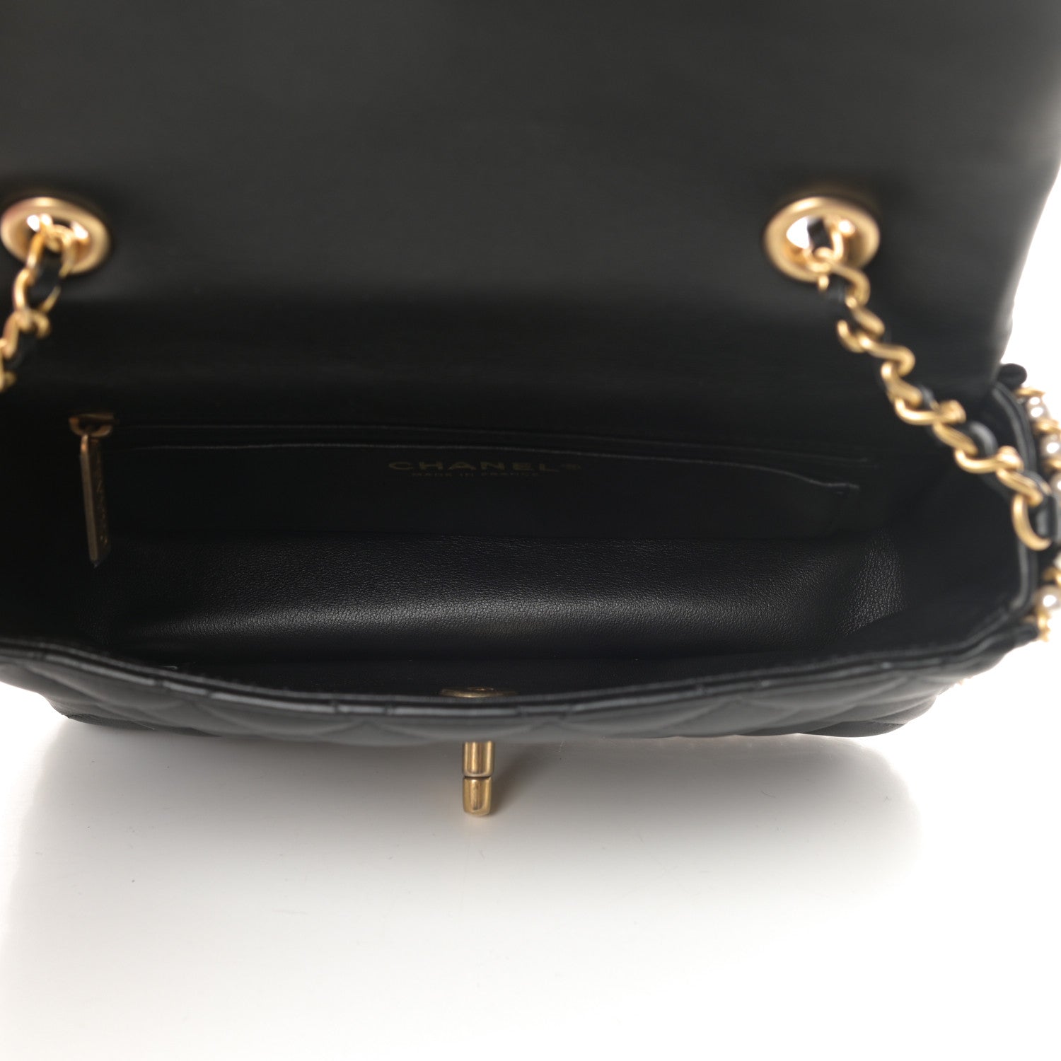 Chanel Lambskin Quilted Mini River of Pearls Flap Bag Black 5 of 12