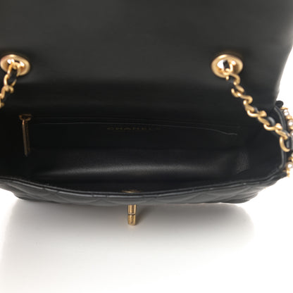 Chanel Lambskin Quilted Mini River of Pearls Flap Bag Black 5 of 12