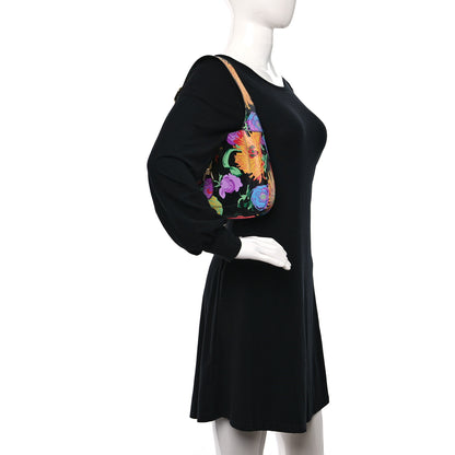 Gucci X KEN SCOTT New Shangai Calfskin Jenny Floral Print Small Jackie 1961 Hobo Black Pink 2 of 9