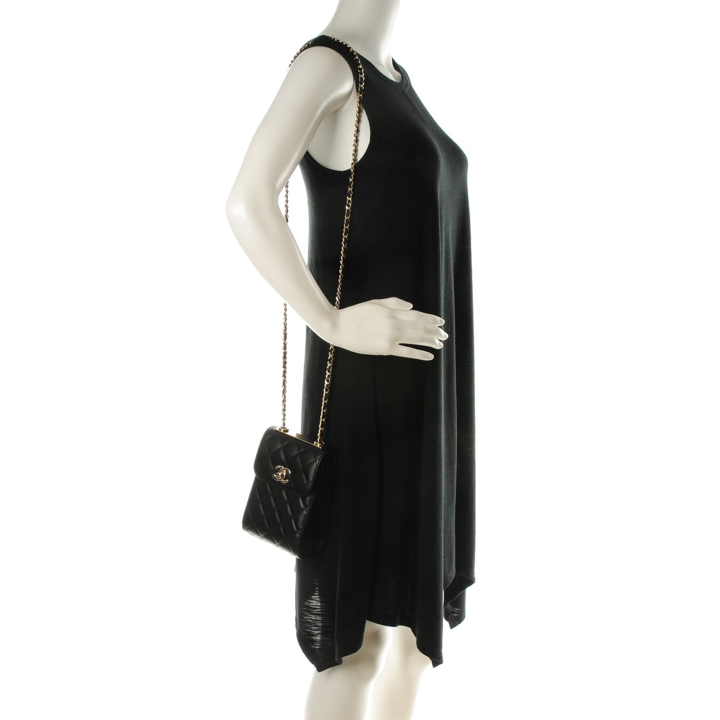 Lambskin Quilted Trendy CC Phone Holder Black