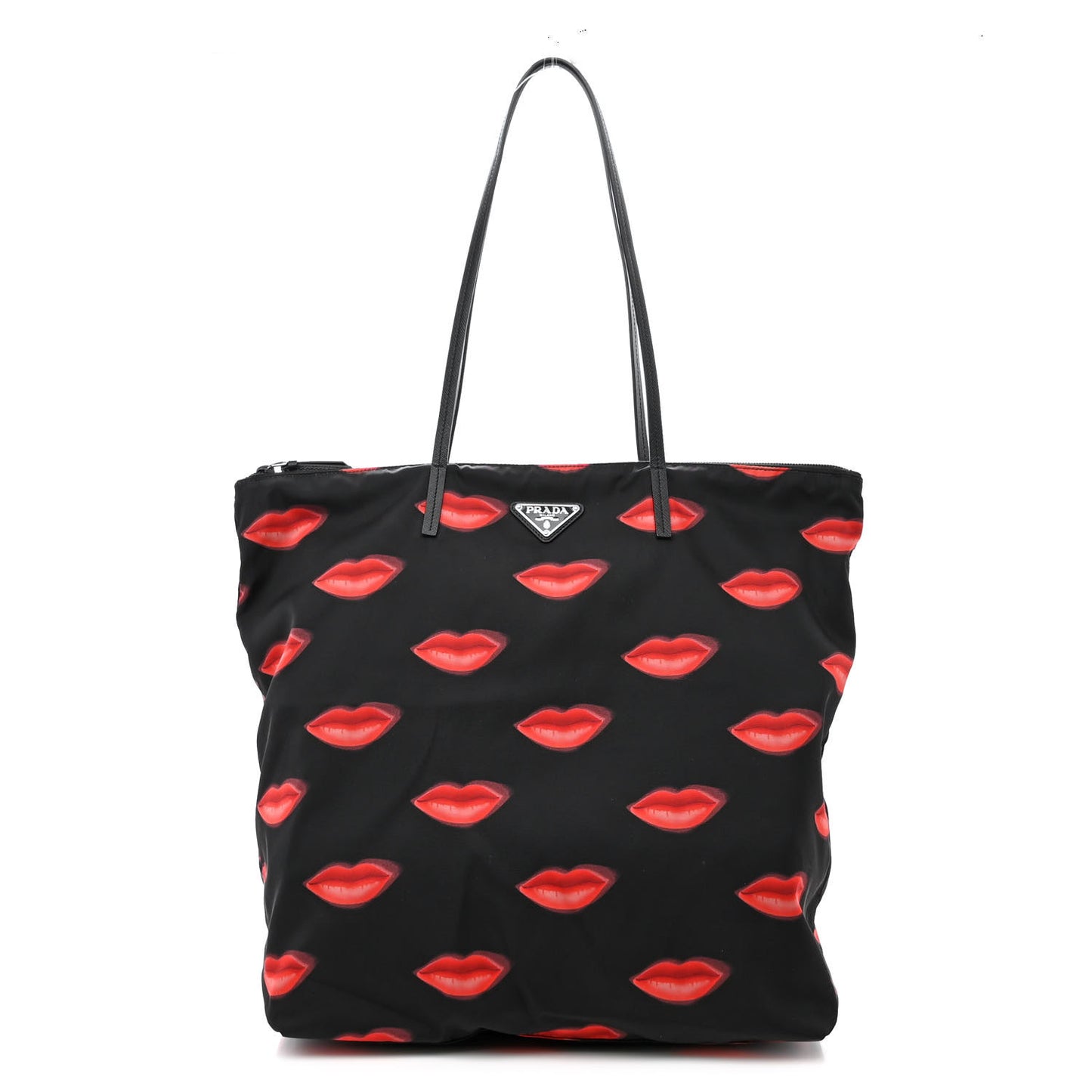 Tessuto Nylon Lips Tote Black