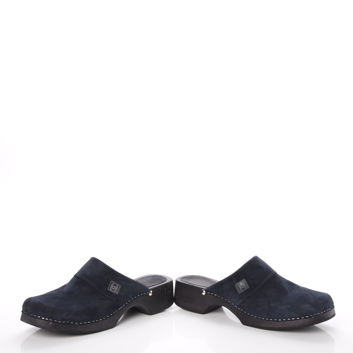 Chanel Suede CC Clogs 40 Dark Navy Blue 6 of 17