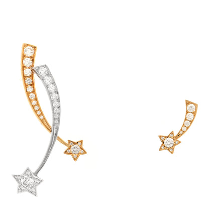 Chanel 18K Yellow White Gold Diamond Etoile Filante Earrings 1 of 5