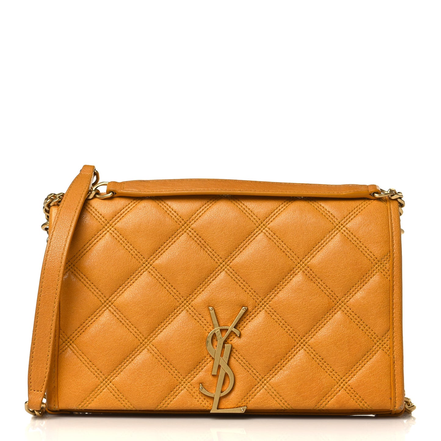 Lambskin Diamond Quilted Becky Chain Wallet Saffran