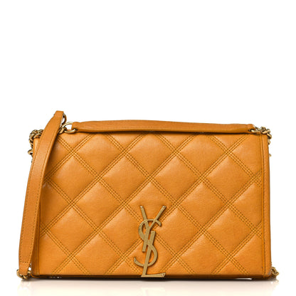 Saint Laurent Lambskin Diamond Quilted Becky Chain Wallet Saffran 1 of 14