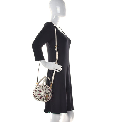 Gucci Calfskin Crystal Mini Tifosa Baseball Shaped Shoulder Bag White Fuchsia 2 of 16