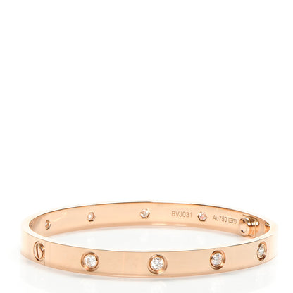 Cartier 18K Pink Gold 10 Diamond LOVE Bracelet 18 3 of 7