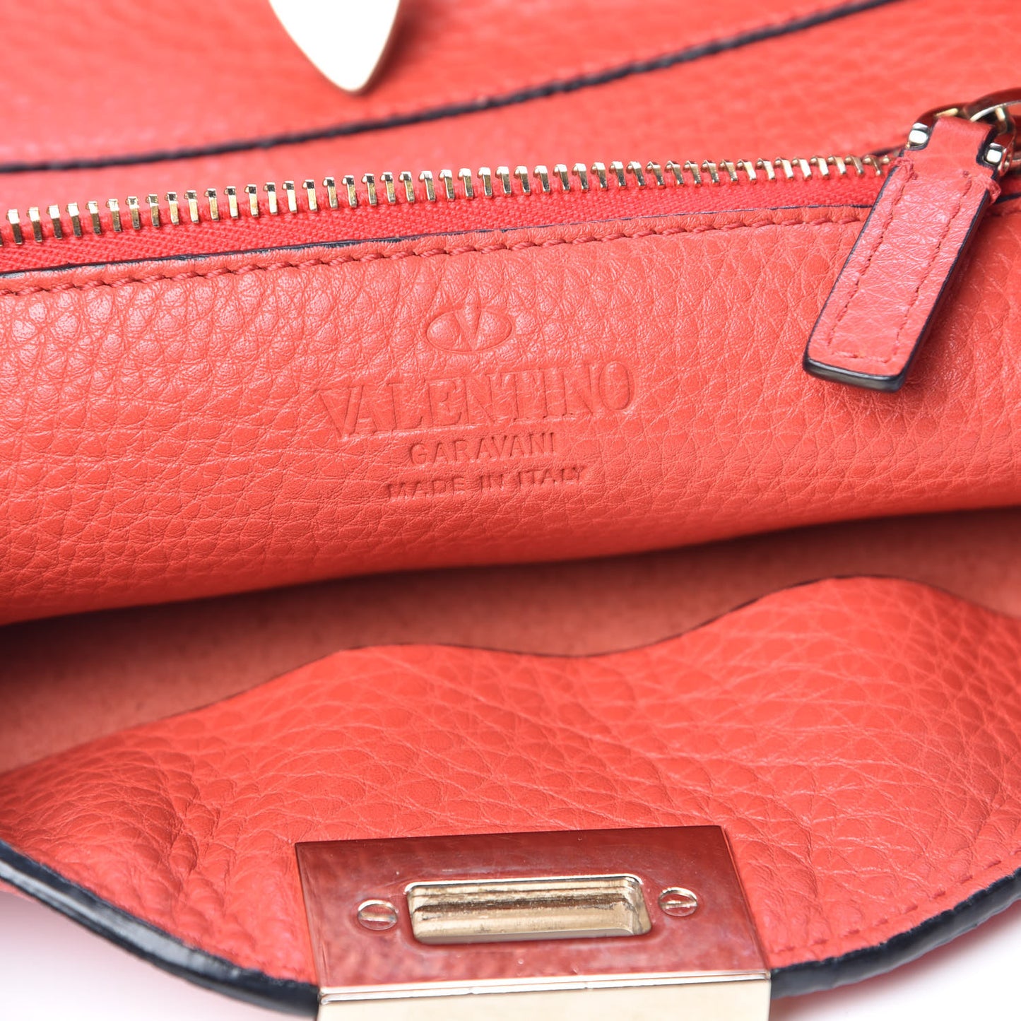 Pebbled Calfskin Small Rockstud Flip-Lock Messenger Bag Deep Coral