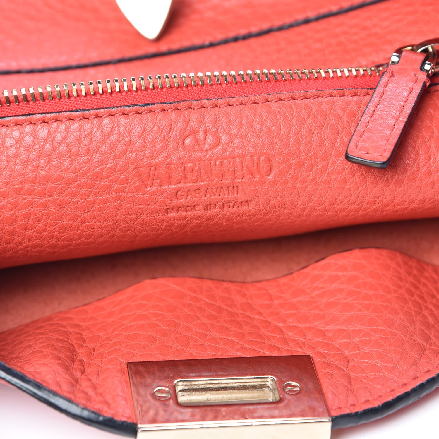 Valentino Garavani Pebbled Calfskin Small Rockstud Flip-Lock Messenger Bag Deep Coral 6 of 11