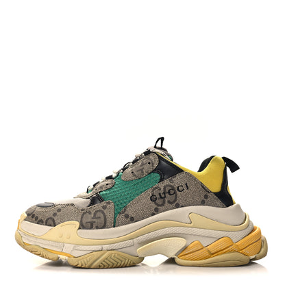 Balenciaga X GUCCI Maxi GG Supreme Monogram Mens Triple S Sneakers 8 Beige Ebony Black Green 1 of 9