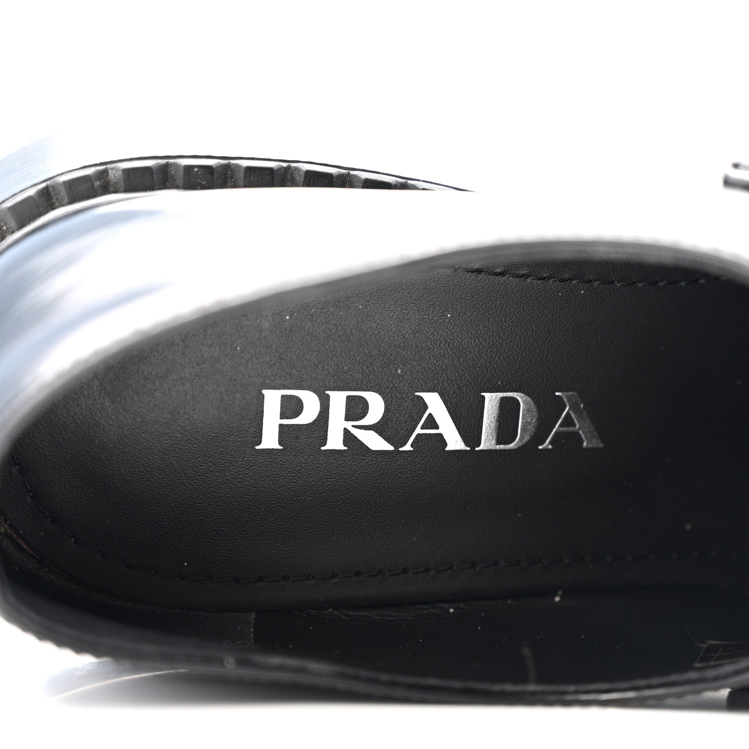 Prada Spazzolato Metal Triangle Logo 50mm Loafers 37.5 Black 7 of 13