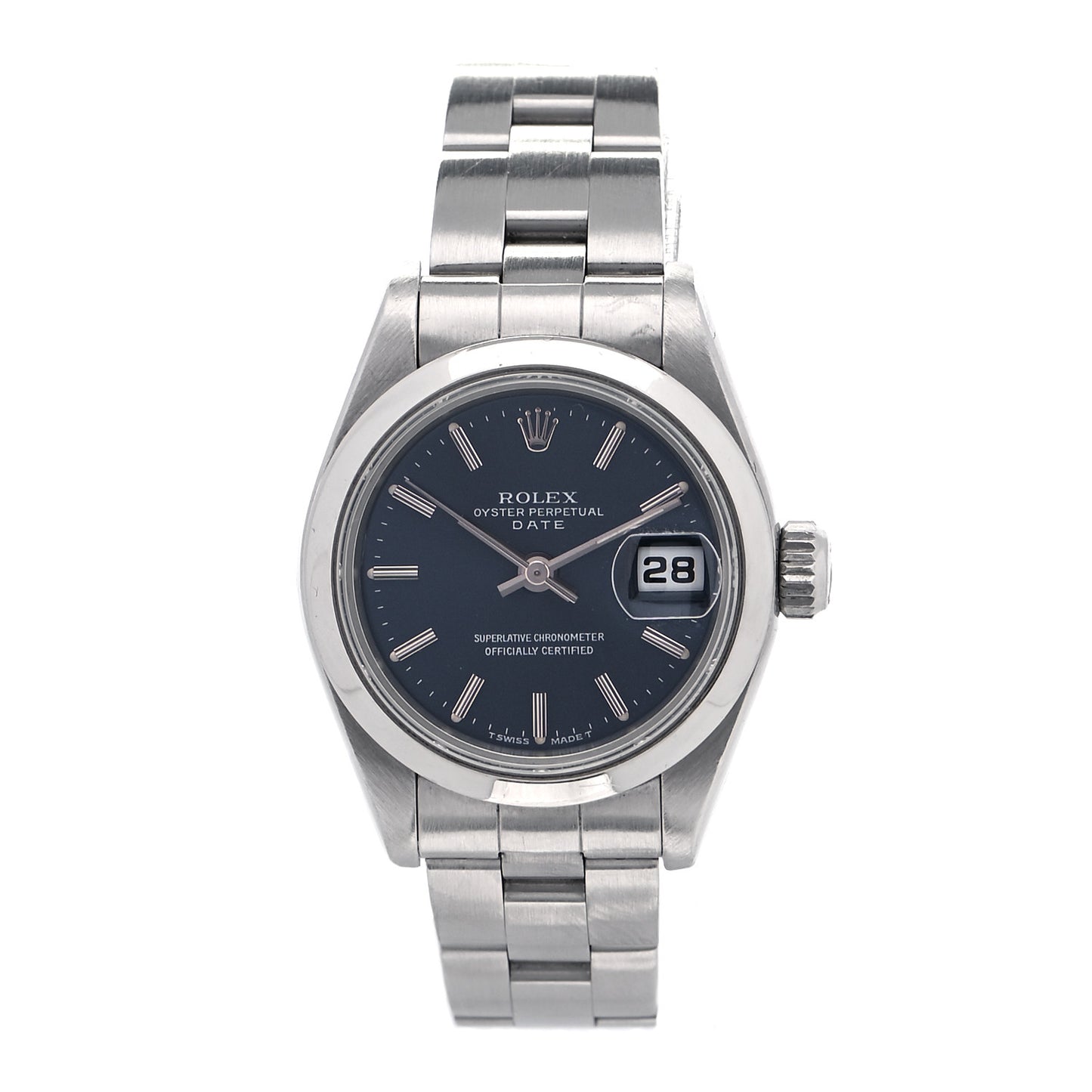 Stainless Steel 26mm Oyster Perpetual Date Watch Blue 69160