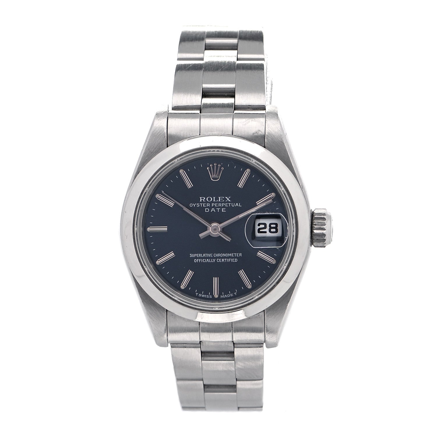 Rolex Stainless Steel 26mm Oyster Perpetual Date Watch Blue 69160 1 of 4