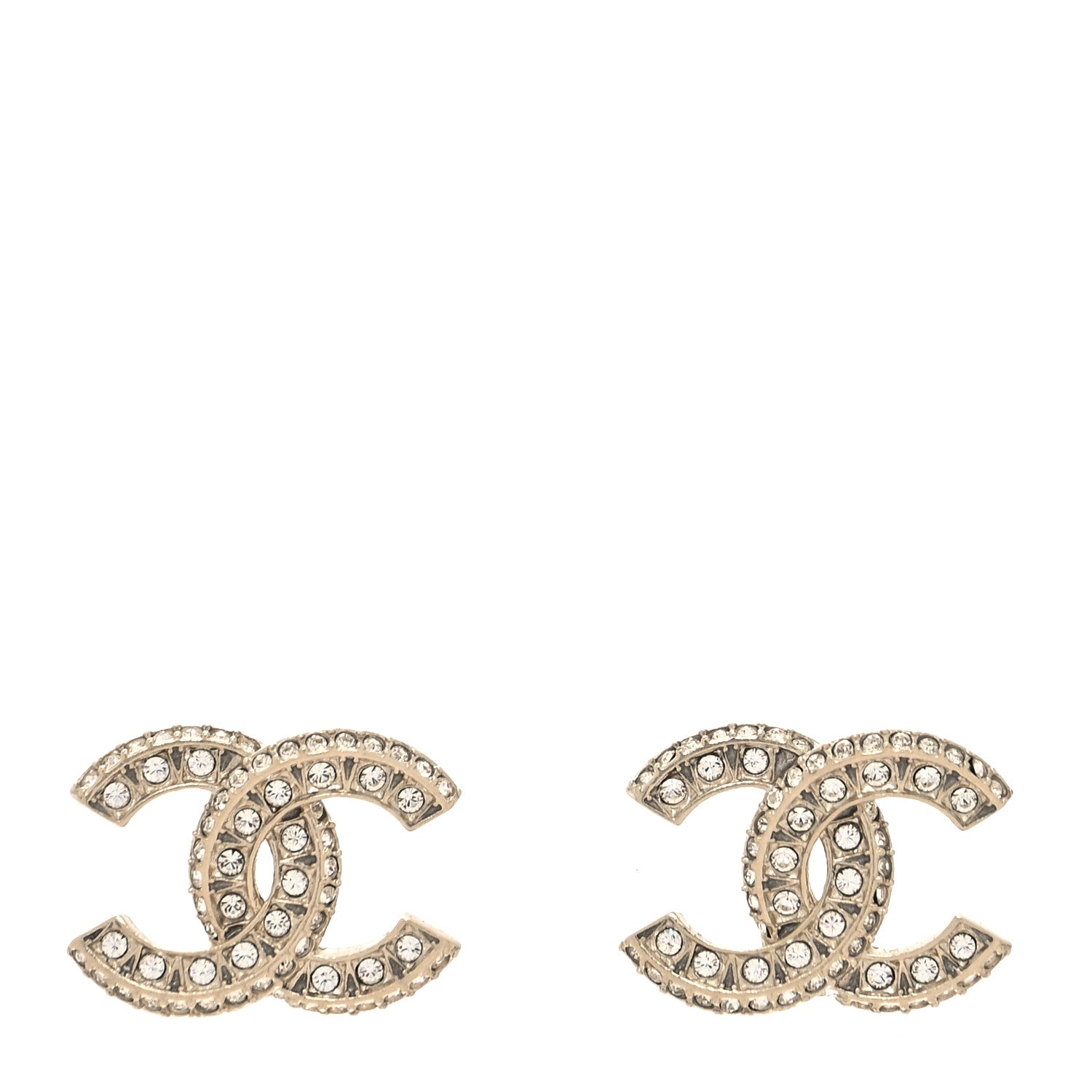 Chanel Crystal Timeless CC Earrings Light Gold 1 of 4