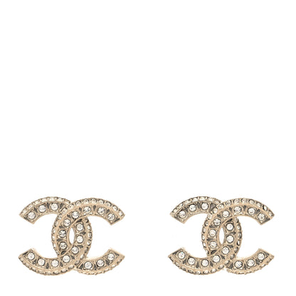 Chanel Crystal Timeless CC Earrings Light Gold 1 of 4