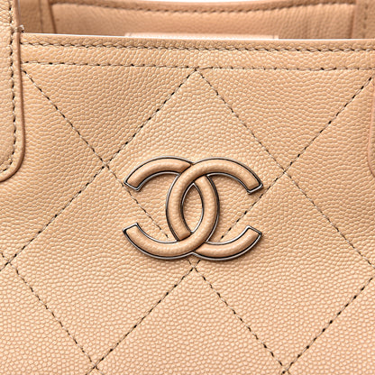 Chanel Caviar Stitched Small Shopping Tote Beige 12 of 12