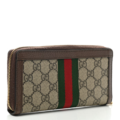 Gucci GG Supreme Monogram Web Ophidia Zip Around Wallet Brown 3 of 8