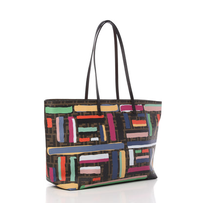 Fendi Zucca Spalmati Chalks Medium Roll Tote Tobacco Multicolor 3 of 9