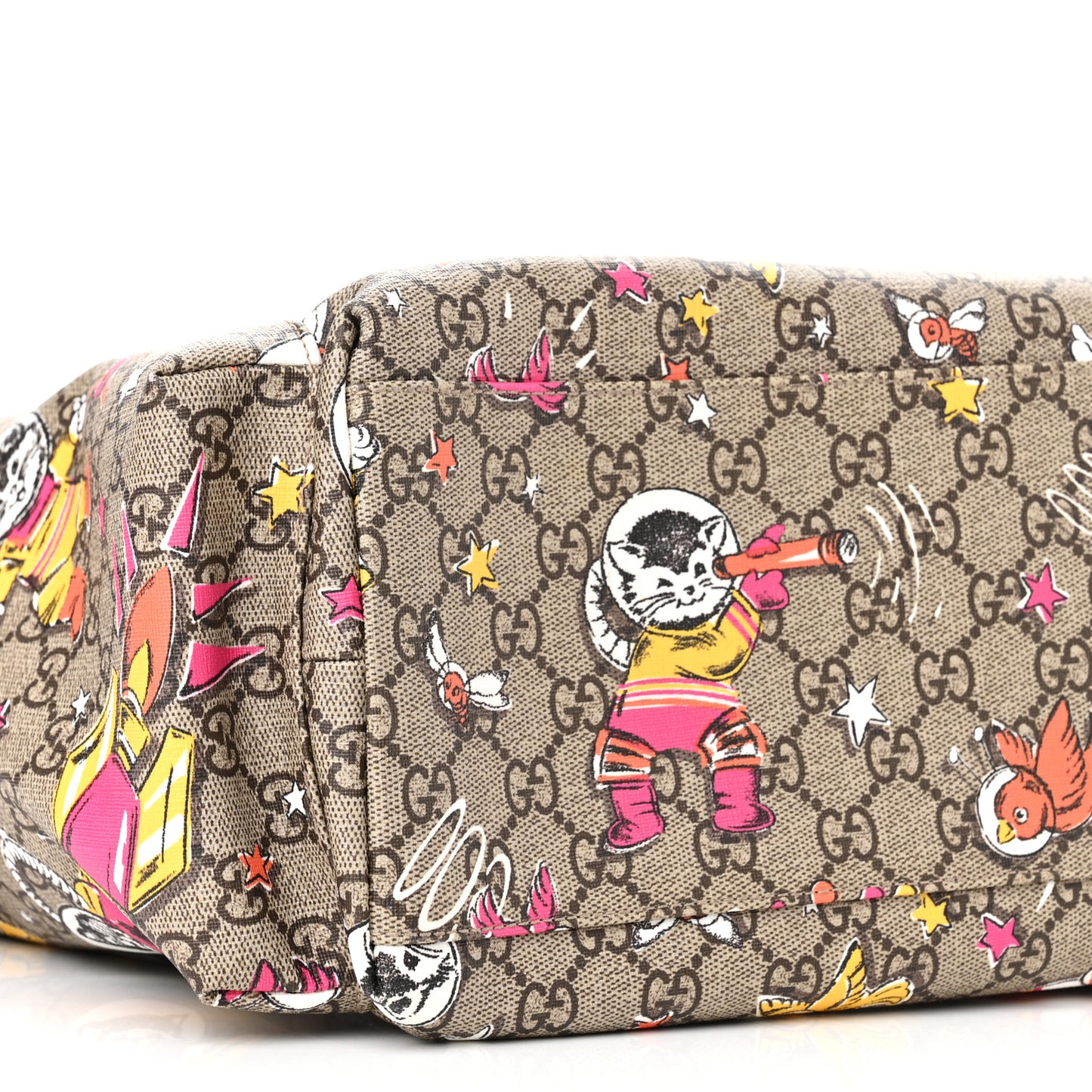 GG Supreme Monogram Space Cats Diaper Bag Orange