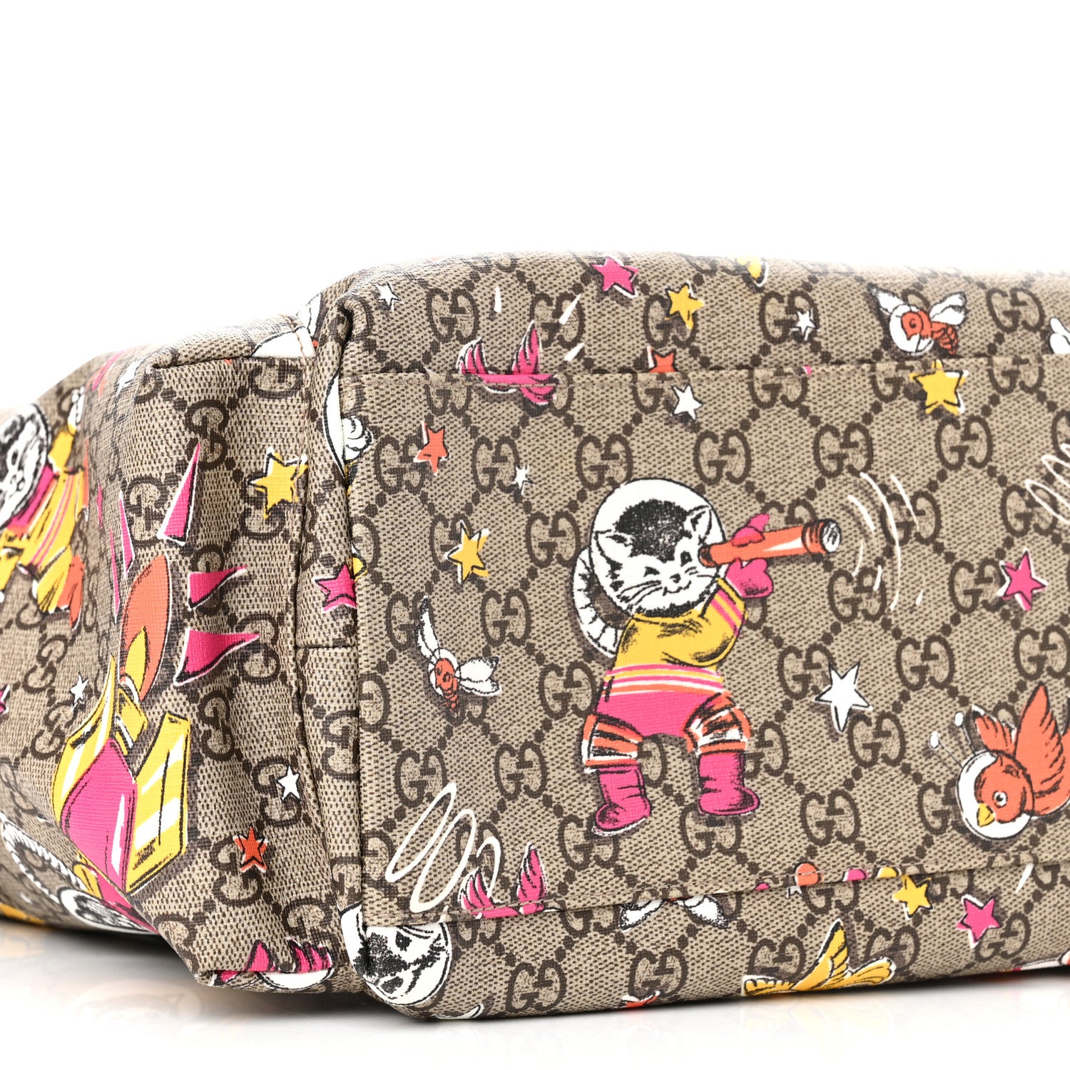Gucci GG Supreme Monogram Space Cats Diaper Bag Orange 9 of 10