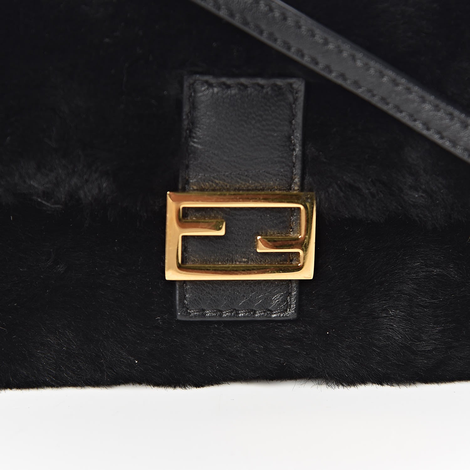 Fendi Shearling Shiny Nappa Micro Baguette Black 10 of 10