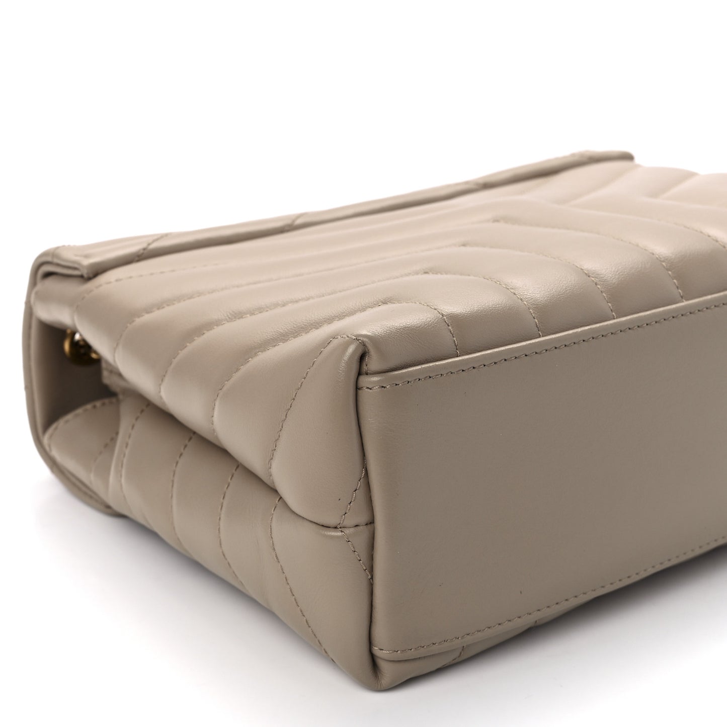 Calfskin Y Quilted Monogram Small Loulou Chain Satchel Dark Beige