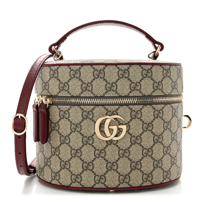 Gucci GG Supreme Monogram Ancora Calfskin Vanity Cosmetic Case Beige Ebony Rosso 1 of 9