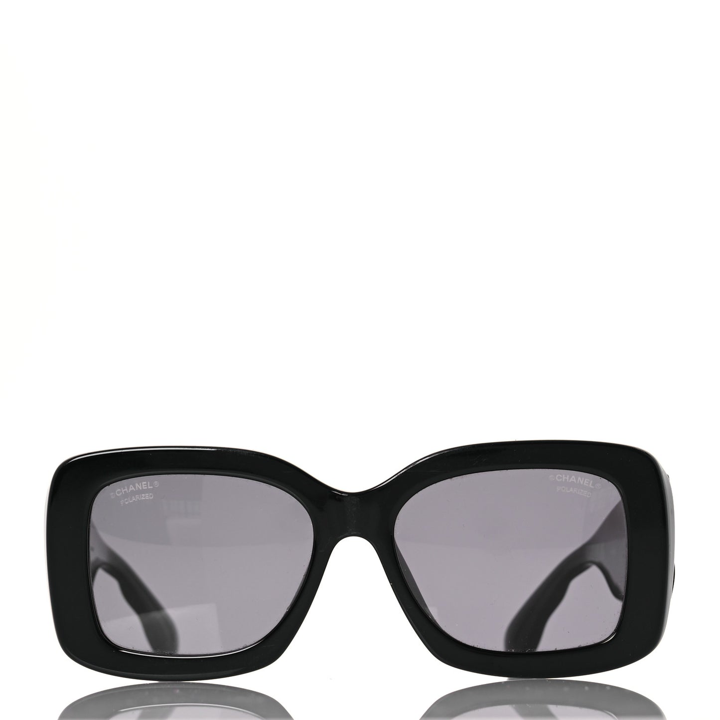 Acetate Quilted CC Rectangle Sunglasses 5483-A Black