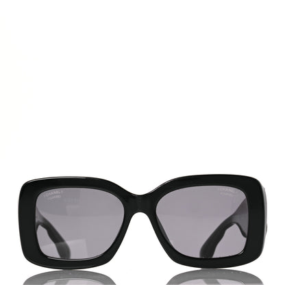 Chanel Acetate Quilted CC Rectangle Sunglasses 5483-A Black 2 of 8