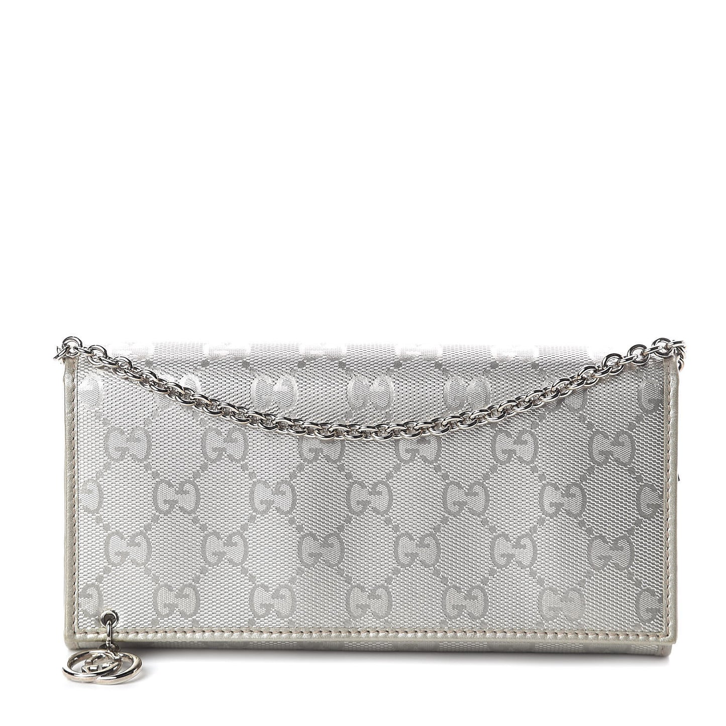 Imprime Monogram GG Pierce Chain Clutch Wallet Silver