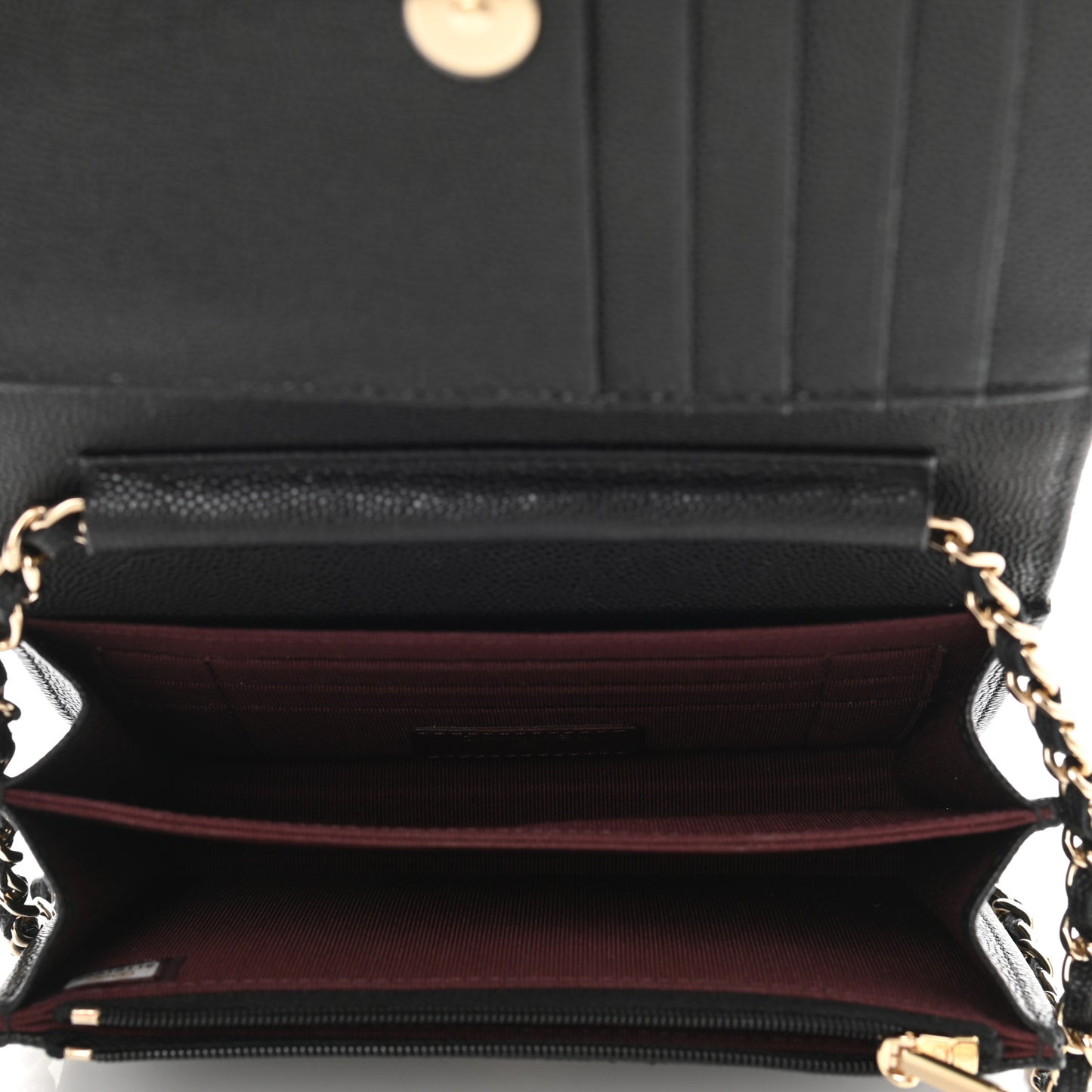 Caviar Quilted Mini Wallet On Chain WOC Black