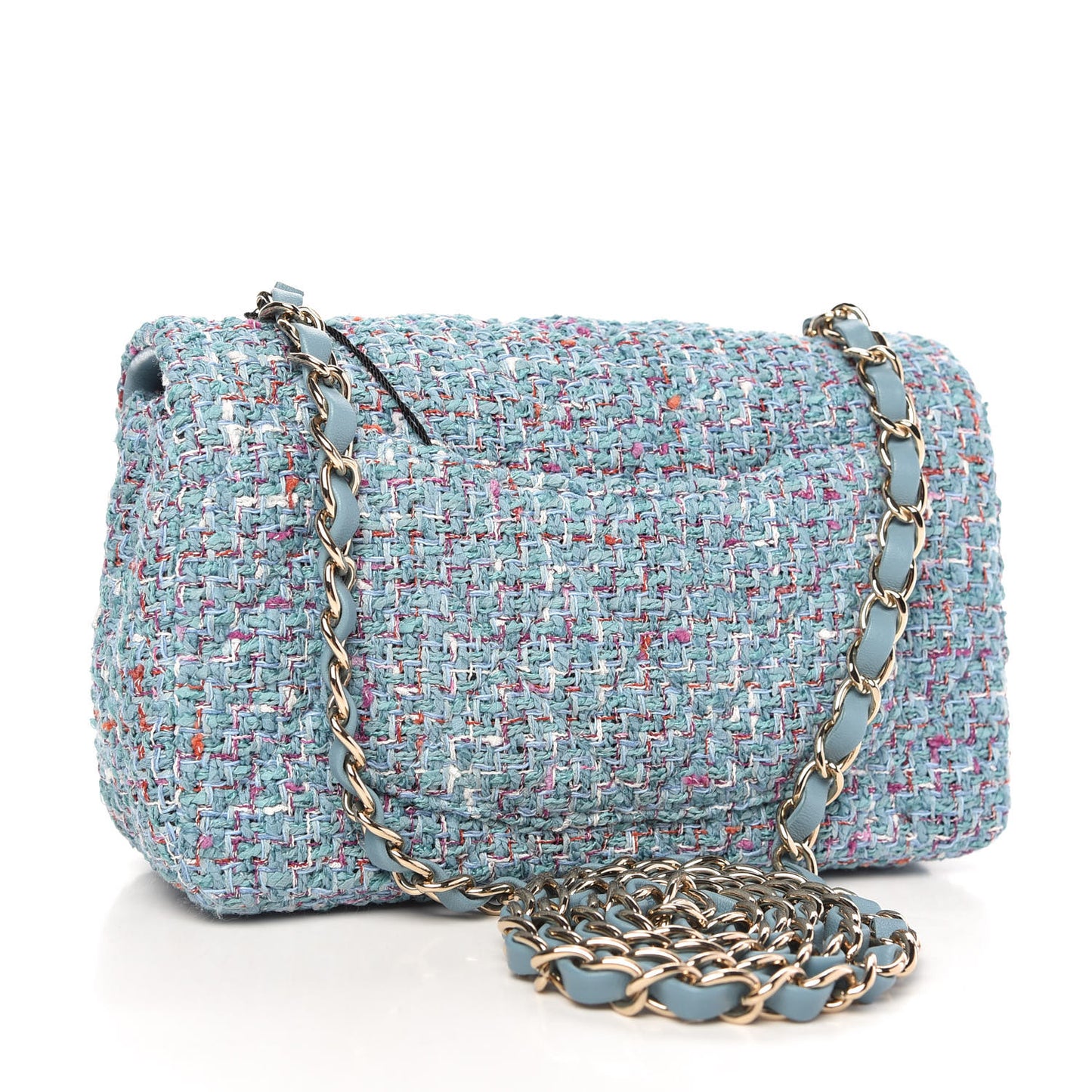Tweed Quilted Mini Rectangular Flap Blue Multicolor