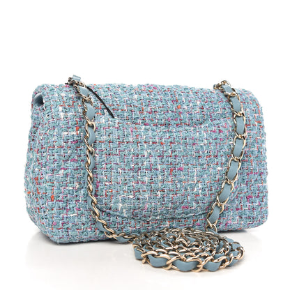 Chanel Tweed Quilted Mini Rectangular Flap Blue Multicolor 3 of 11